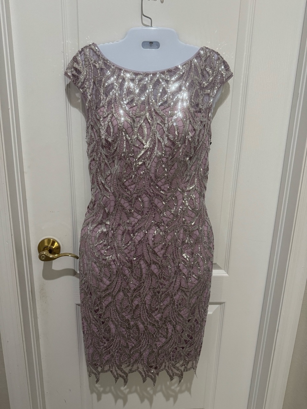 Adrianna Papell Lilac Sequin Sheath Midi Dress